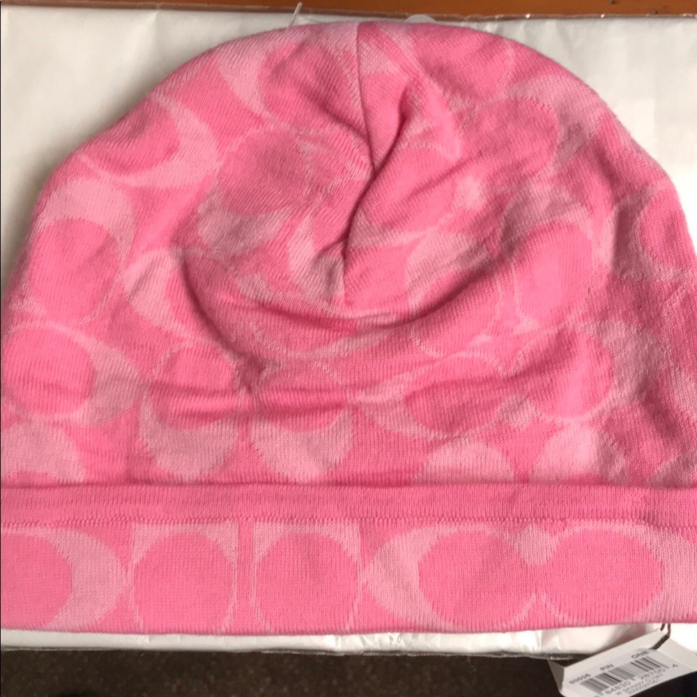 Coach barbie pink wool hat beanie winter snow bunny babe Bebe doll sexy nwt o/s